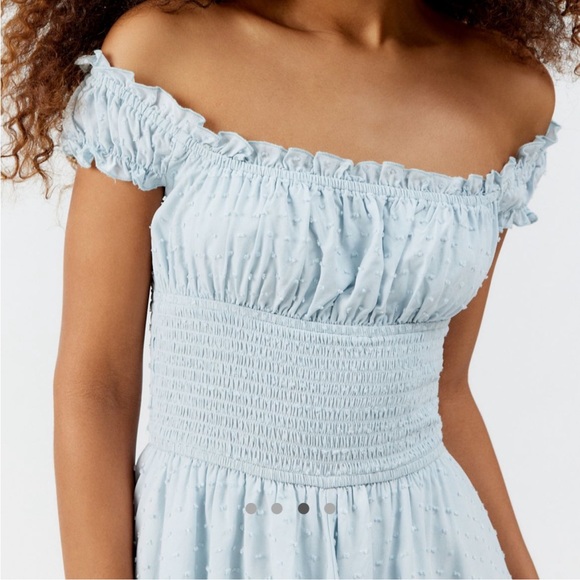 UO ROSIE SMOCKED TIERED CAPPED SLEEVE RUFFLE ROMPER - Picture 3 of 6